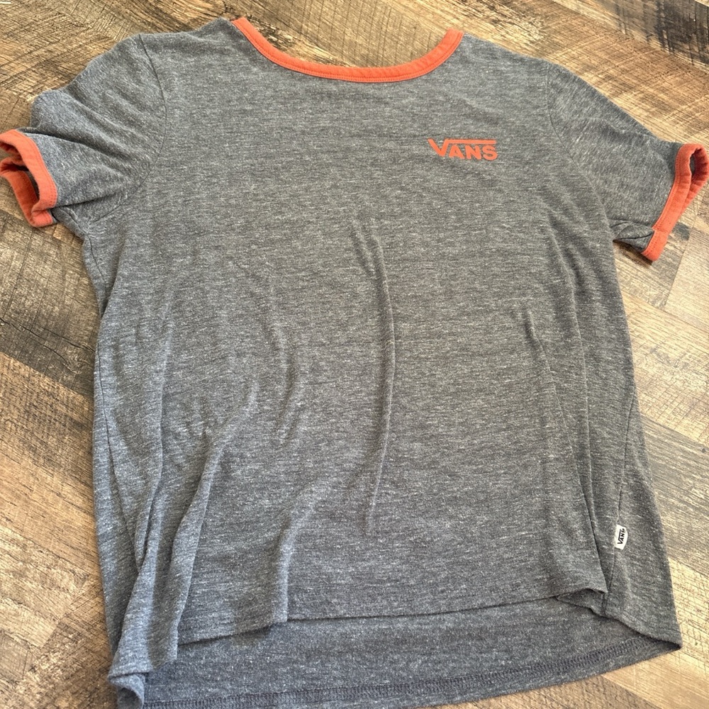 Vans Heather Gray Tee with Orange Trim